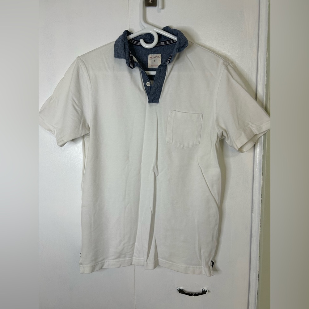 Merona White Polo with Navy Collar